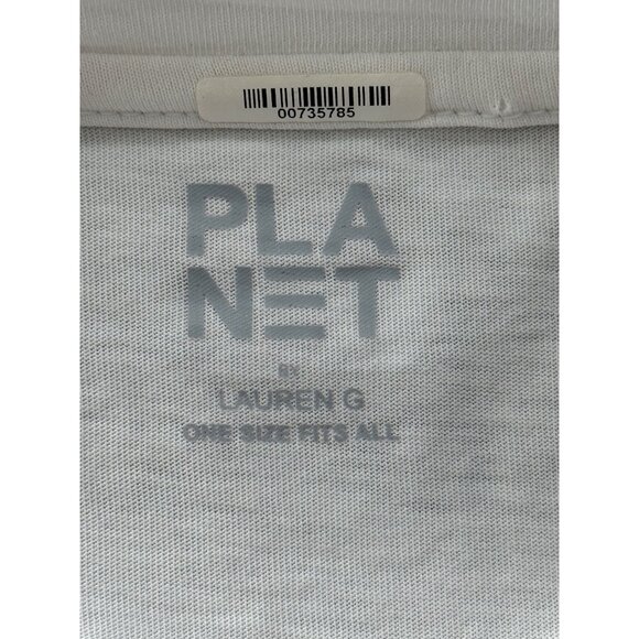 Planet by Lauren G Womens Top White Long Sleeve Silver Foil Panel One Size - Picture 4 of 8